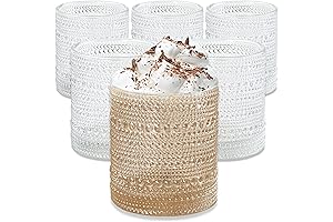 Kate Aspen Pretty Glass Cups Made of Clear Hobnail Beaded Set of 6