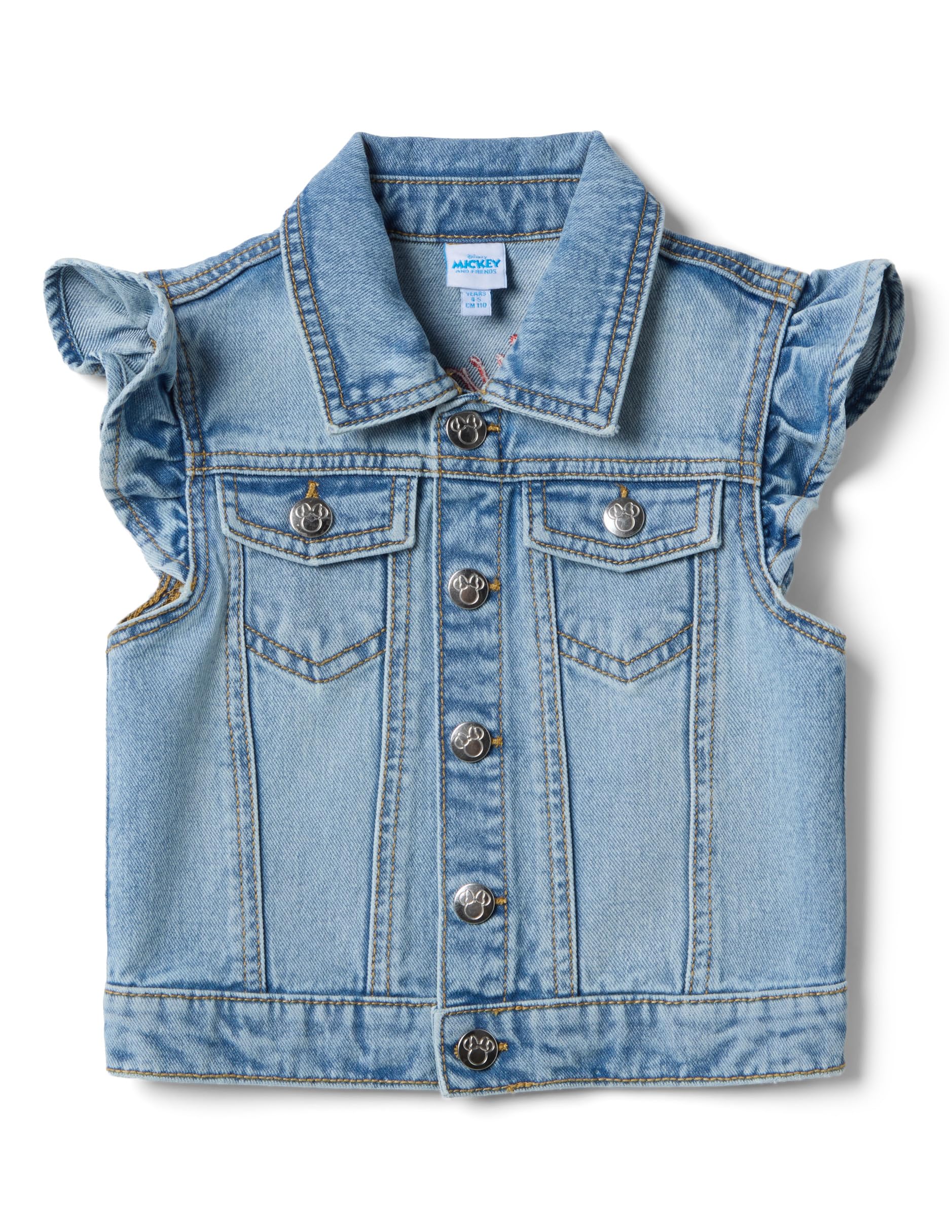OVS KIDS Chaleco de denim azul ajuste regular para niñas con Minnie, de algodón puro