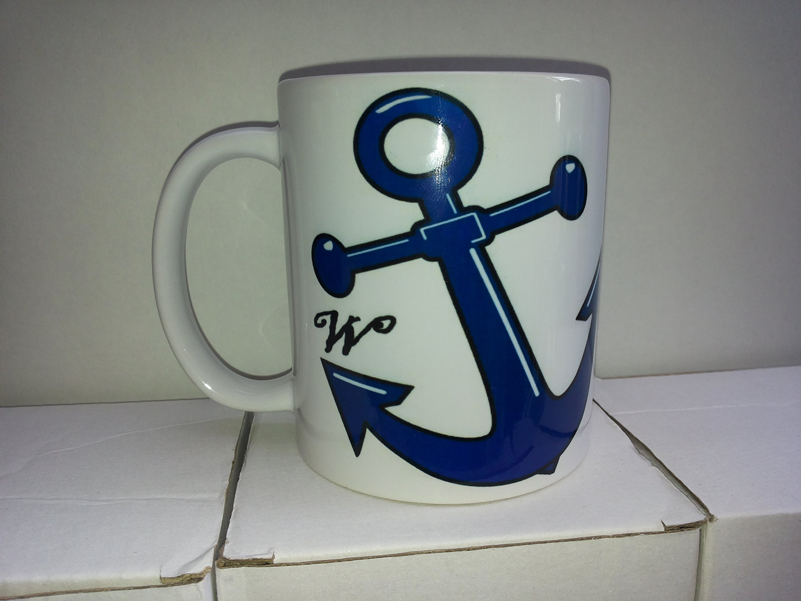 Rude W Anchor Novelty Ceramic Coffee Mug Plus Coaster