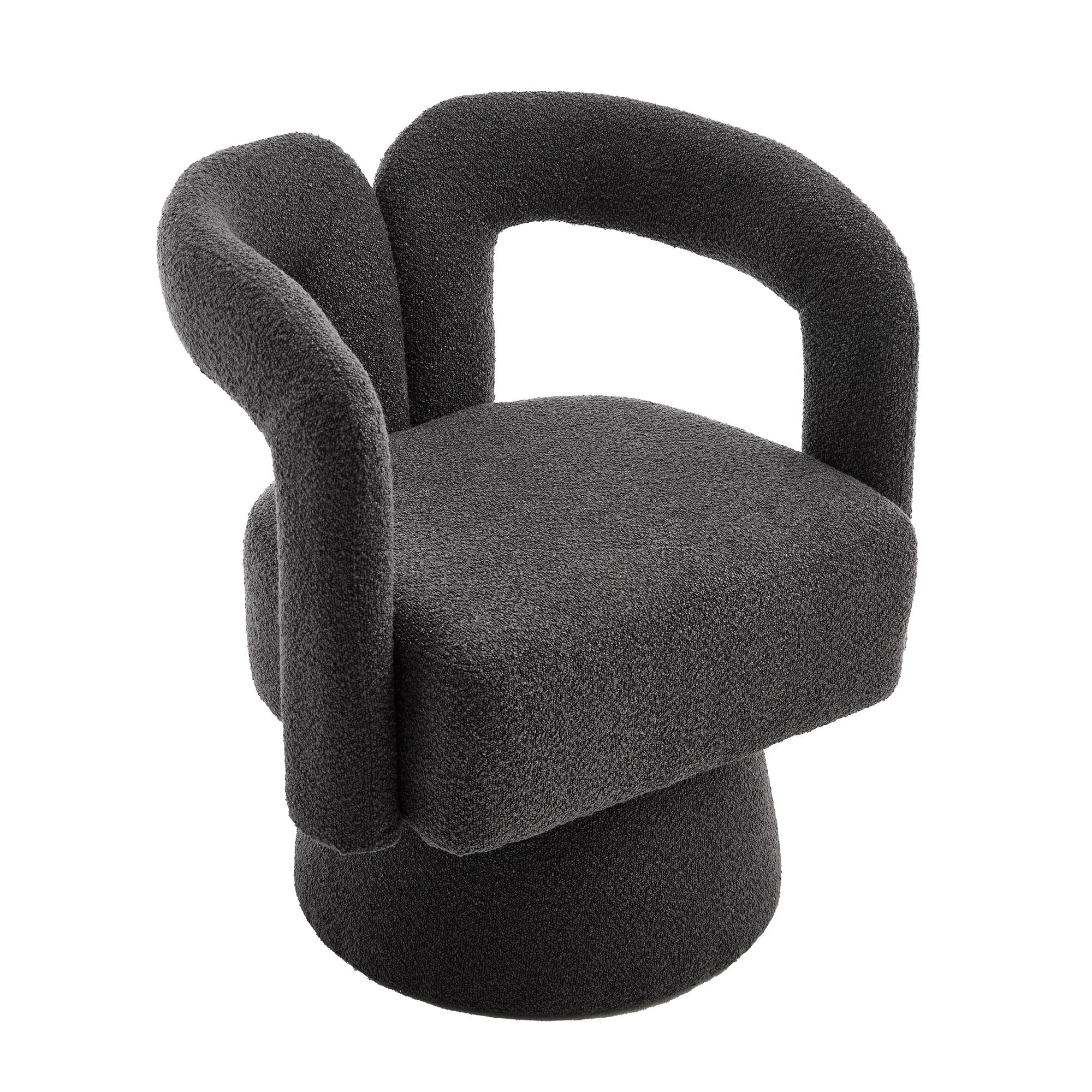 MURUL 360 Grad drehbare Kuschelfass-Akzentstühle, runde Sessel mit breiter Polsterung, Flauschiger Stoffsessel für Wohnzimmer, Schlafzimmer, Büro, Warteräume, Dunkelgrau