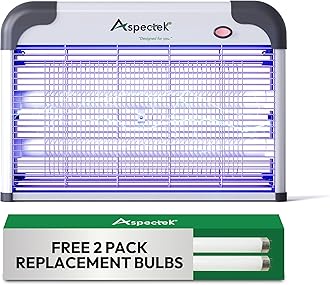 Aspectek 20W Electric Bug Zapper for Indoor Use. Effective Against Mosquitoes and Flies. 2 Extra Replacement Bulbs Included. Lightweight Design, 2800V Powerful Grid, Easy Cleaning, Washable Tray.