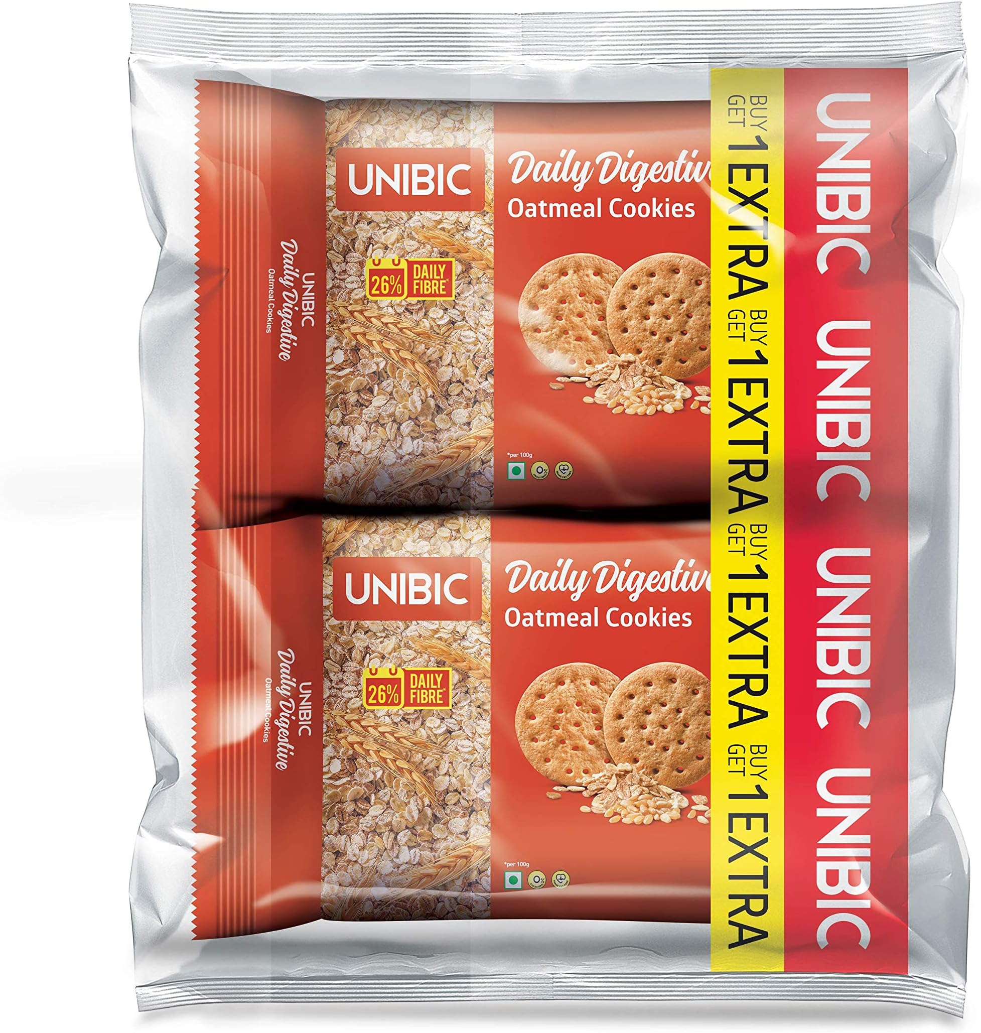 Unibic Oatmeal Digestive Biscuits, 150g (Buy 1 Get 1 Free)