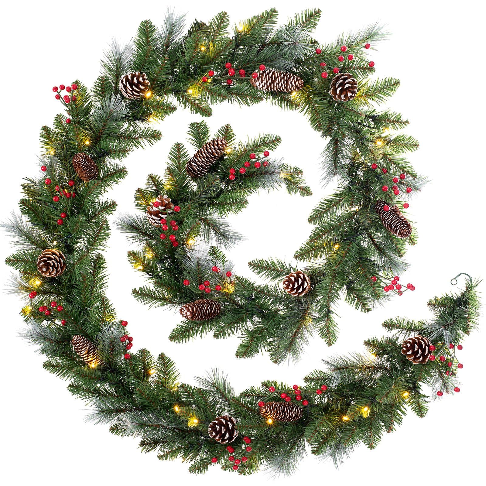 WeRChristmas Pre-Lit Decorated Garland with 60 LED Lights WRC-9059