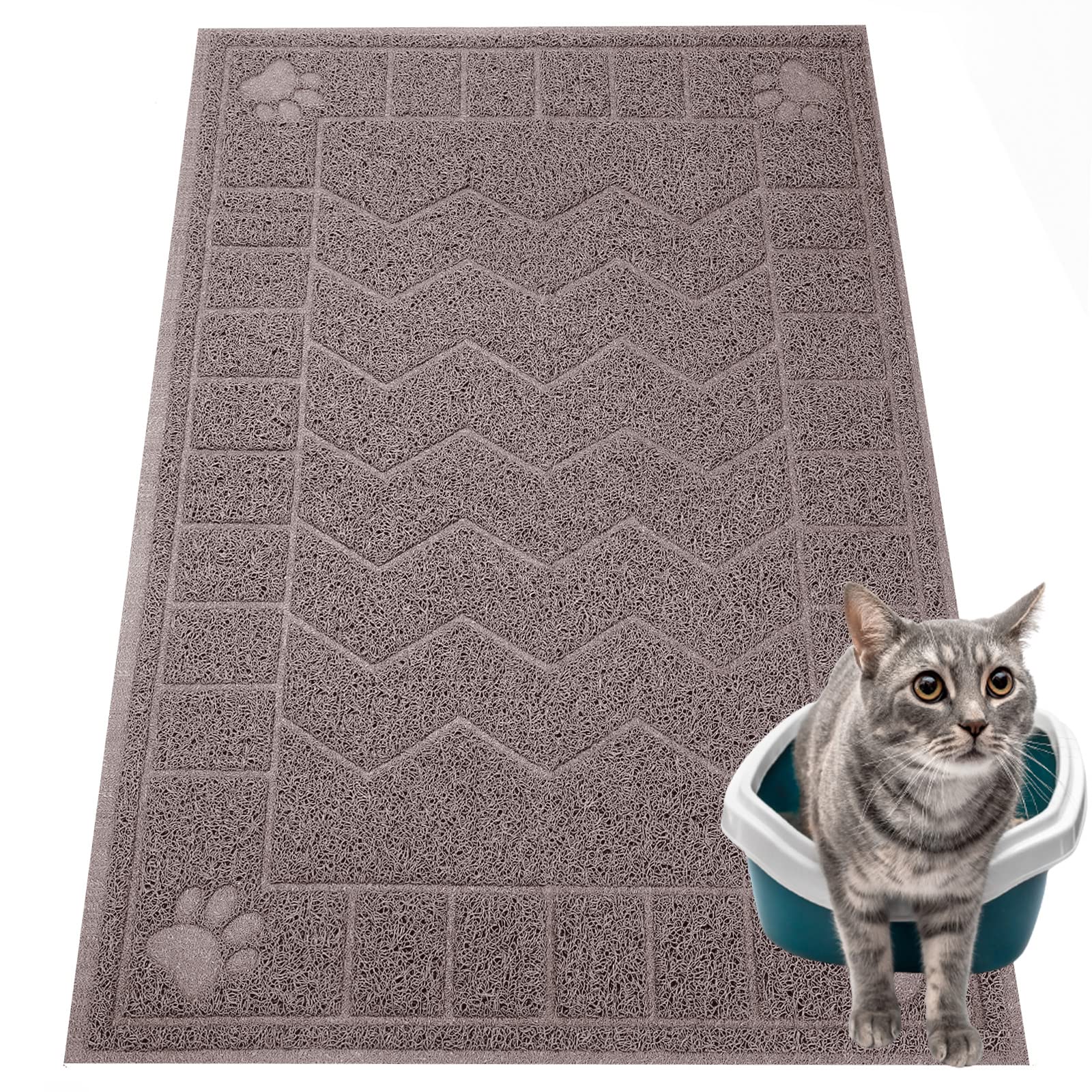 Cat Litter Mat, Litter Trapping Mat Soft on Kitty Paws, 35" x 24" Kitten Litter Box Mat for Cleaner Floors, Waterproof, Easy Clean, Durable Large Size Cat Litter Pad for Kitten.