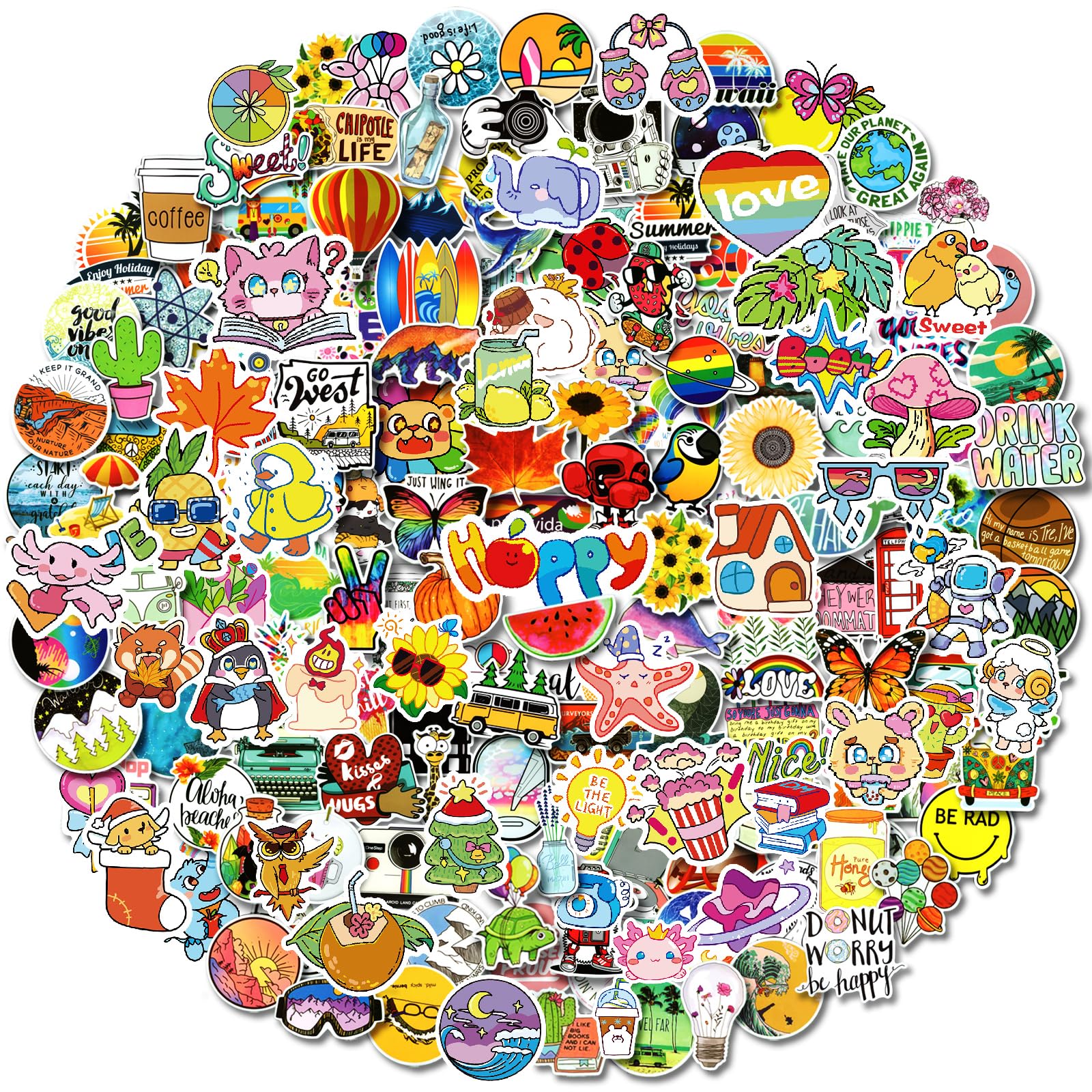 300 PCS Stickers Pack (50-850Pcs/Pack), Colorful VSCO Waterproof Stickers, Cute Aesthetic Sticker. Laptop, Water Bottle, Phone, Skateboard Stickers for Teens Girls Kids, Vinyl Sticker.
