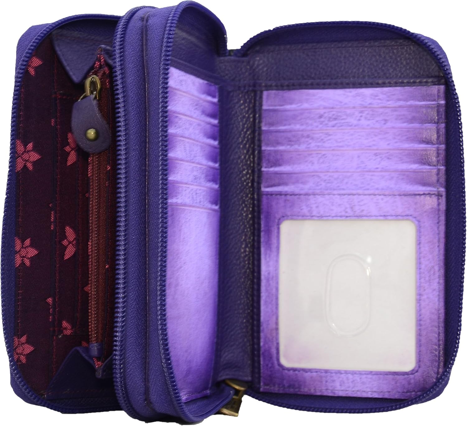 Anuschka Women's Hand-Painted Genuine Leather Twin Zip Organizer Wallet