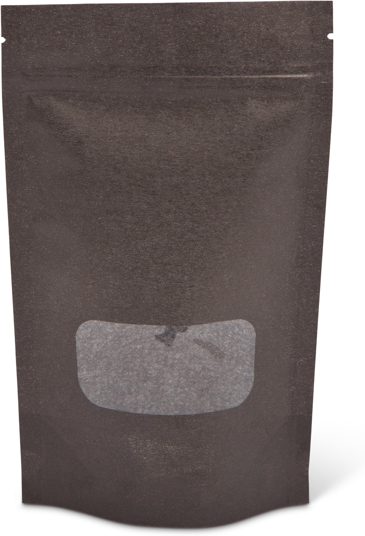 Pacific Bag 430-211BW Stand-Up Pouch, 4 oz, Black Rice Paper with Zipper and Window (Case of 500)