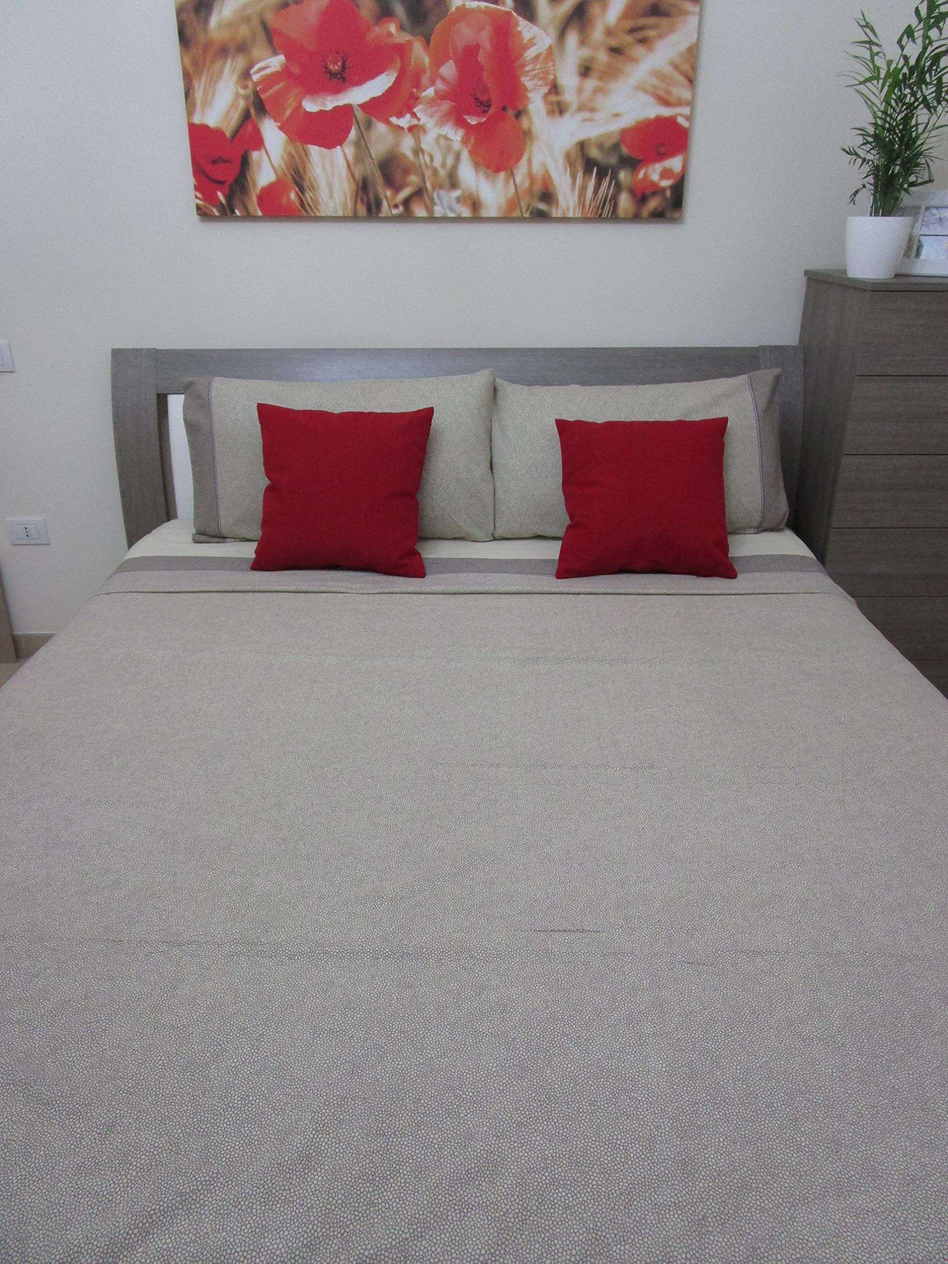 Completo Letto Matrimoniale Disegno MACULATO 100% Cotone Colori:Grigio-Marrone!!! (MARRONE)