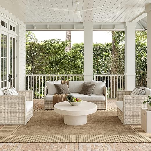 nuLOOM Asha Simple Border Indoor/Outdoor Area Rug, 4x5, Light Brown