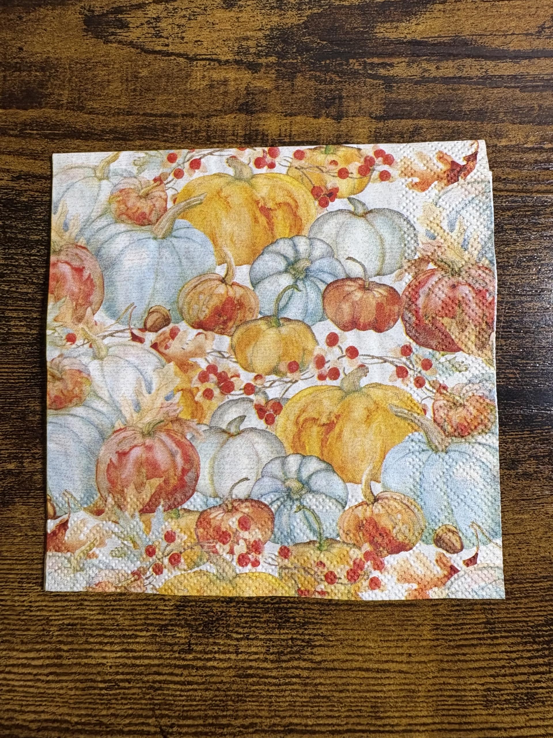 Boston International IHR 20-warstwowe 3-warstwowe serwetki papierowe do napojów koktajlowych, 12 x 13 cm, akwarela dynie