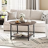 Vista 18 de YITAHOME Mesas de centro para sala de estar, mesa de centro redonda pequeña con almacenamiento, mesa de centro moderna de 2 niveles, mesa central