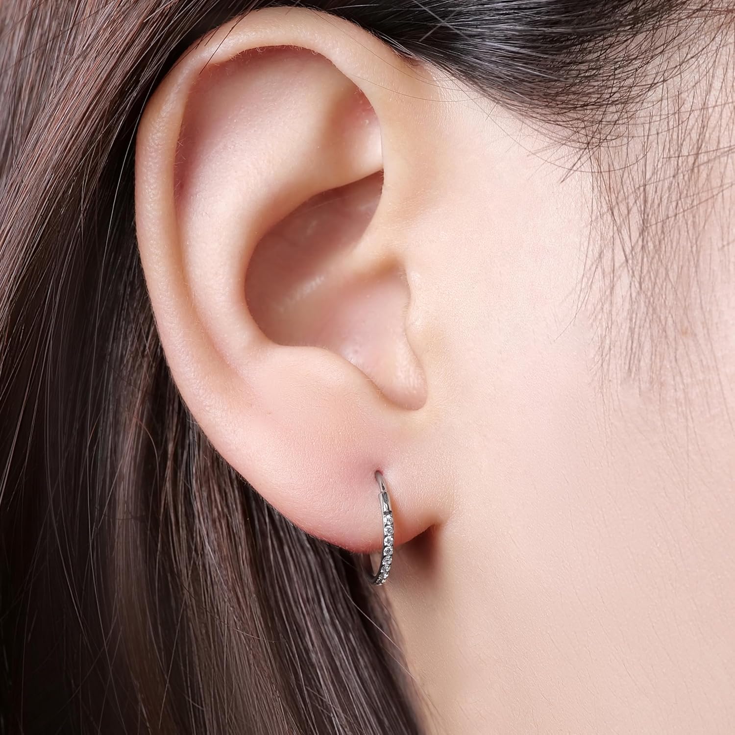 limerencia Nose Rings Hoop, 20G Titanium Cubic Zirconia Nose Ring for Women Men, Hinged Segment Septum Lip Rings Cartilage Conch Rook Helix Tragus Daith Earrings, Piercing Jewelry - Image 6