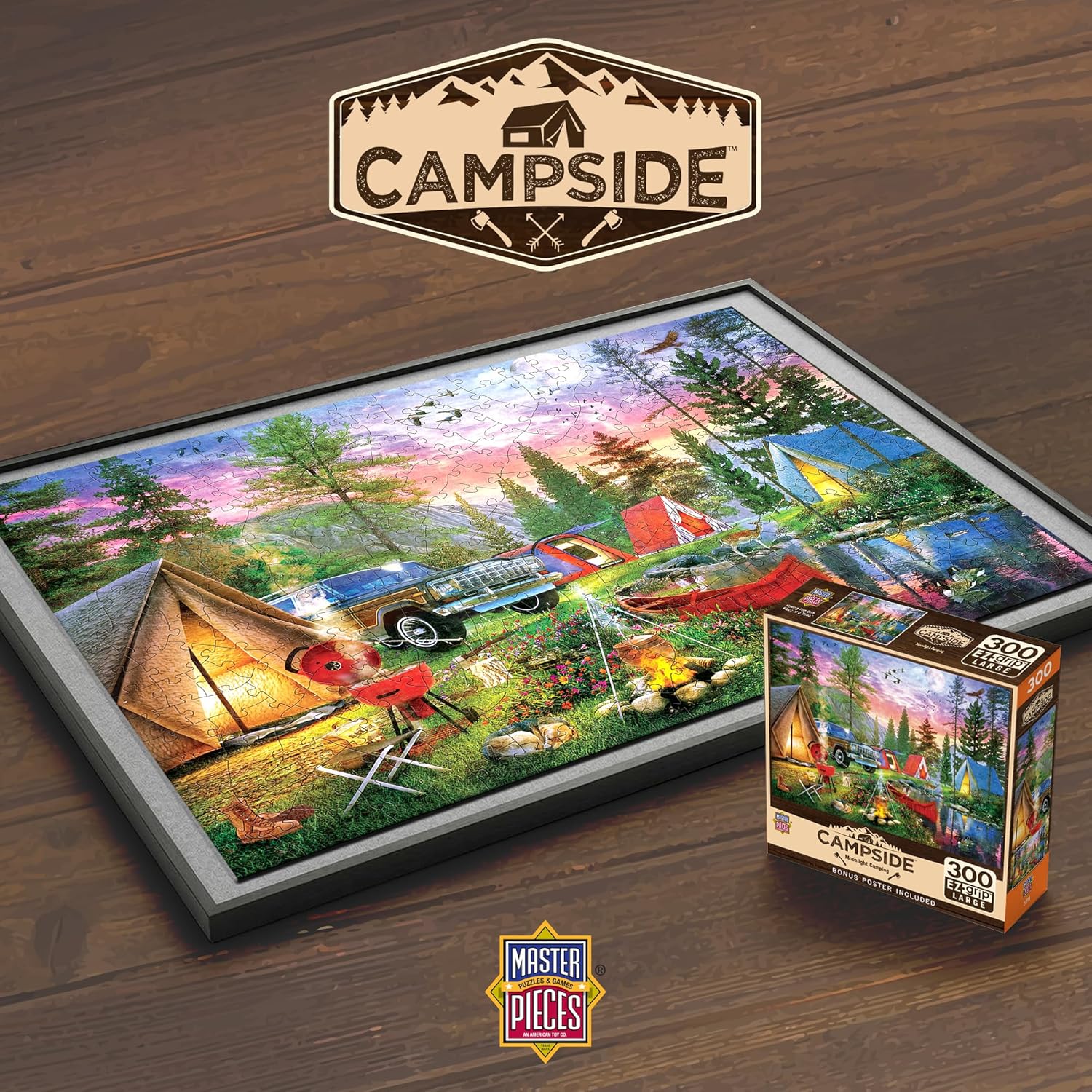 MasterPieces 300 Piece EZ Grip Jigsaw Puzzle - Moonlight Camping - 18"x24"