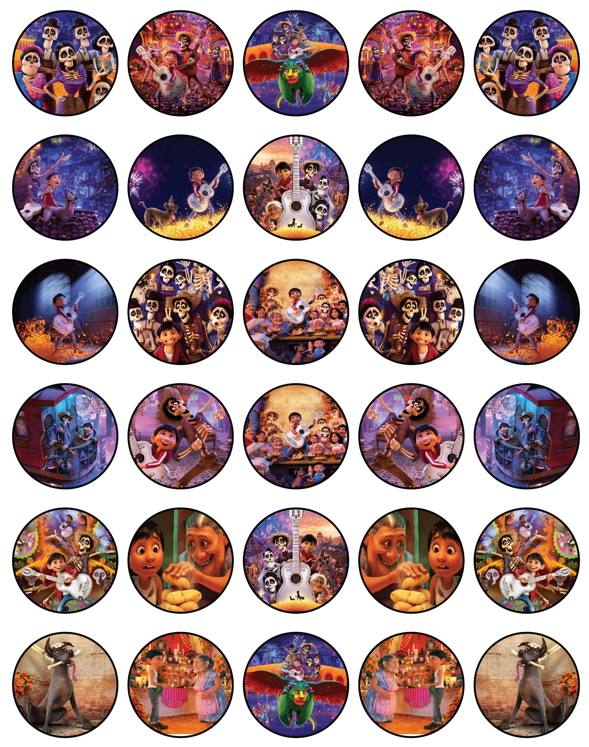 Buy 30 x Edible Cupcake Toppers Themed of Coco Collection of Edible