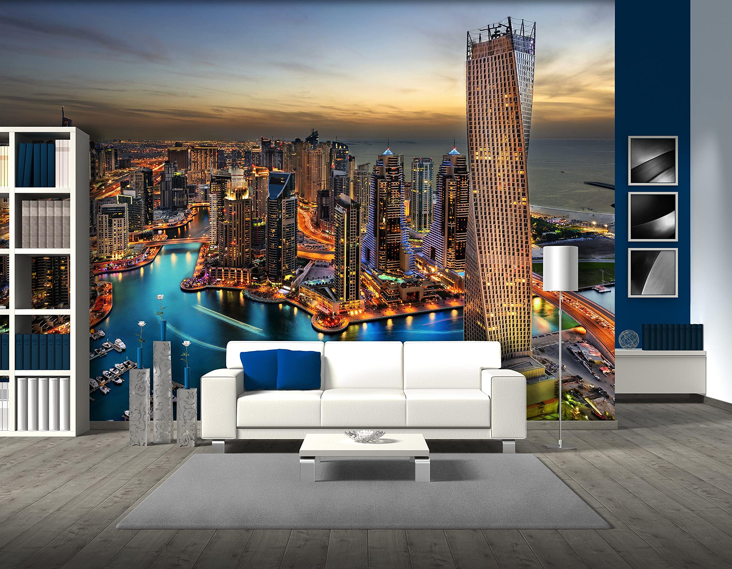 Dubai Wallpapers 8 Night City Lights Dubai Full Wall Mural Photo