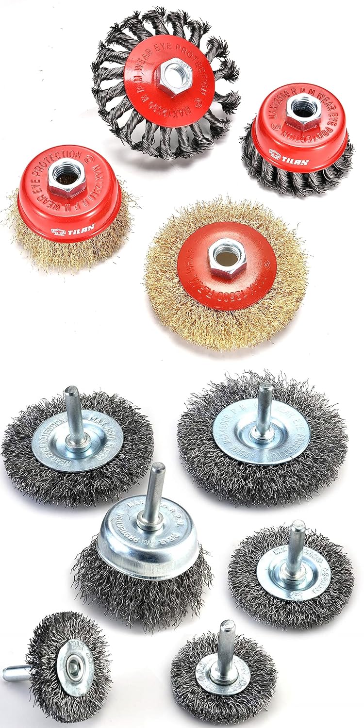 TILAX 4pcs Wire Wheel Cup Brush for Angle Grinder & 6pcs