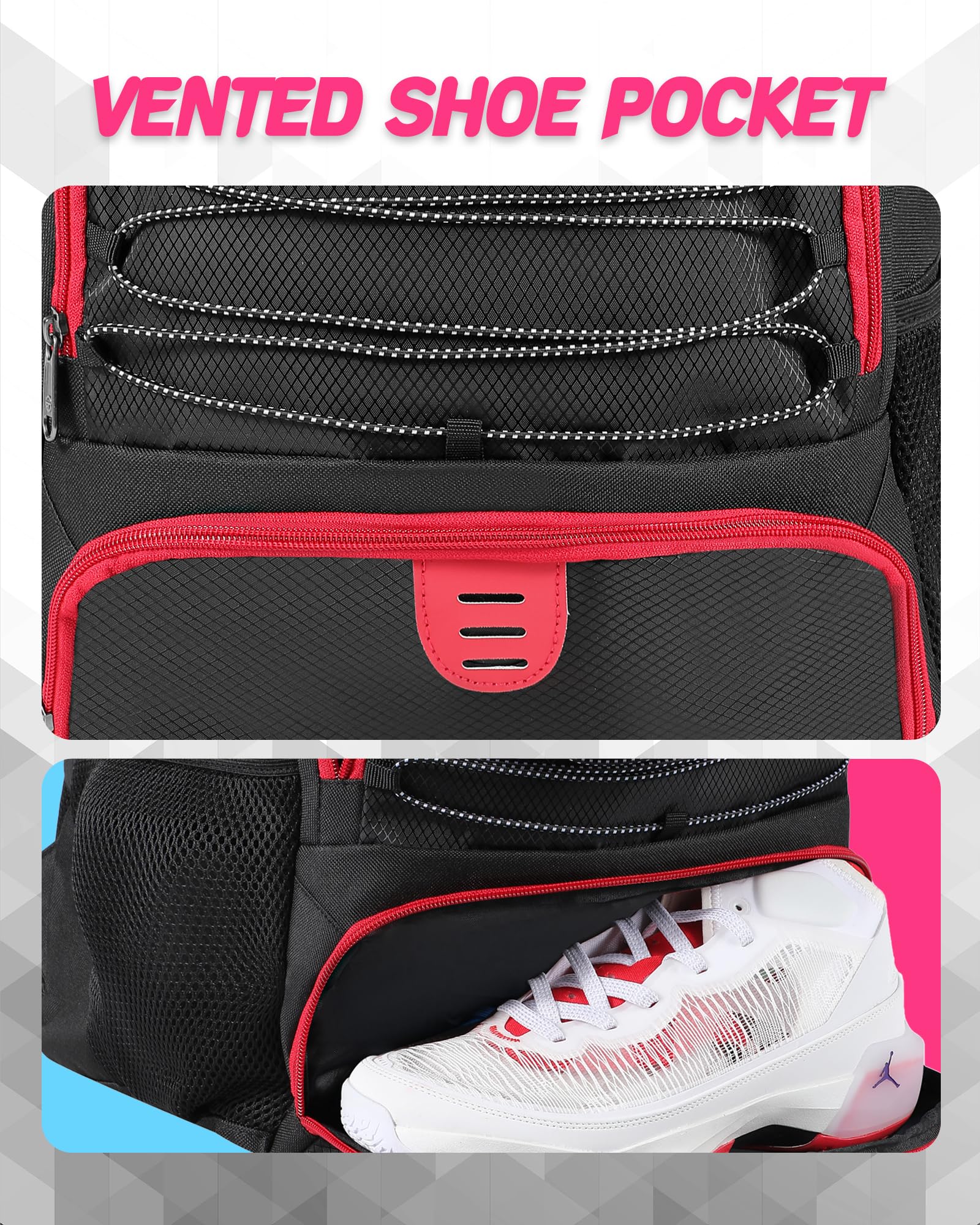TRAILKICKER Mesh Black Basketball Soccer Bag Backpack Sports Volleyball Football Bag with Ball and Shoe Compartment for Boys Girls Man Women Ball Equipment Bag All Sports Venue