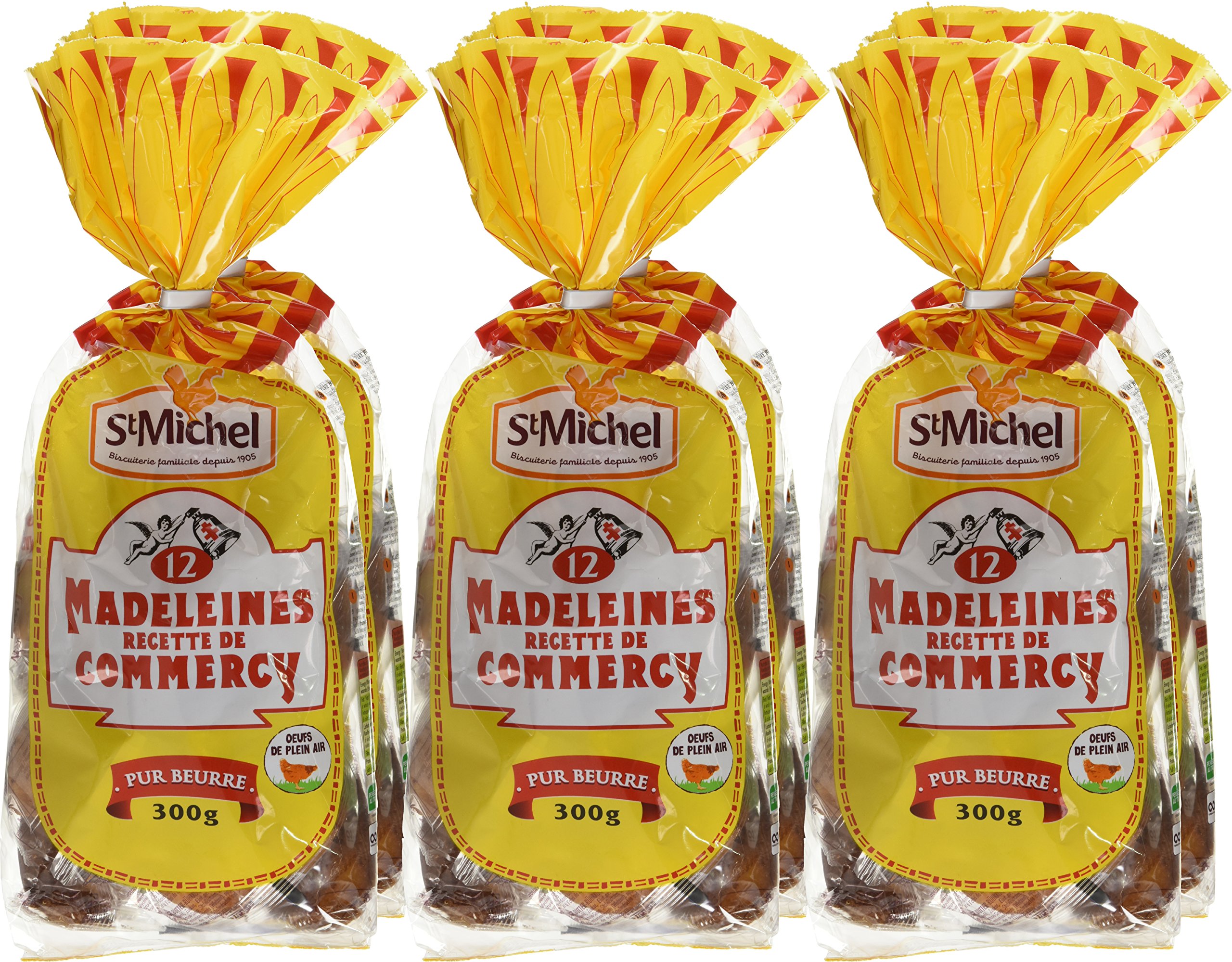 St Michel 12 Madeleines Recette de Commercy Pur Beurre 300 g - Lot de 6