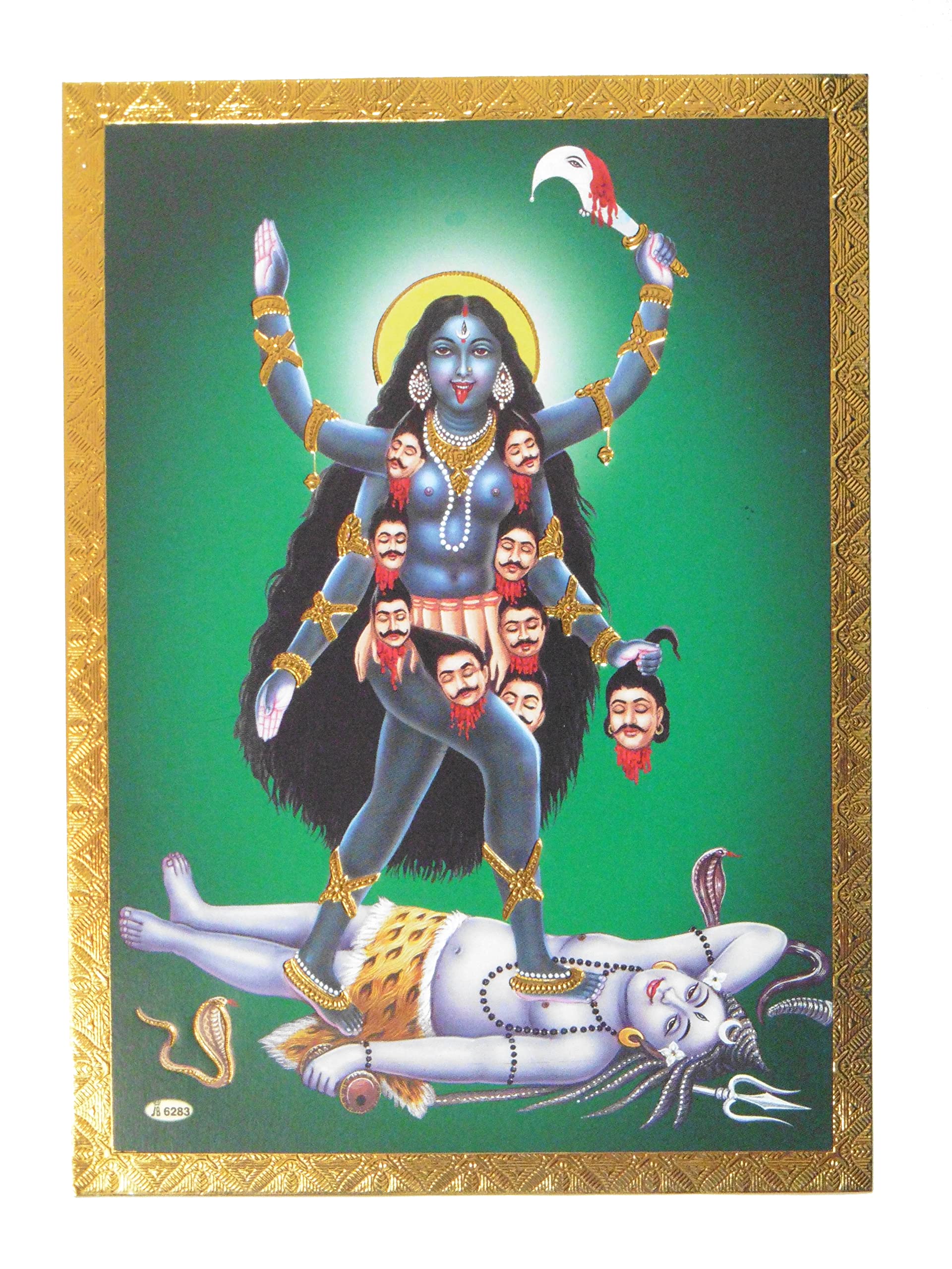 Jb Pictures Gold Foil Embossed Hindu God Goddess Kali Shrine Picture