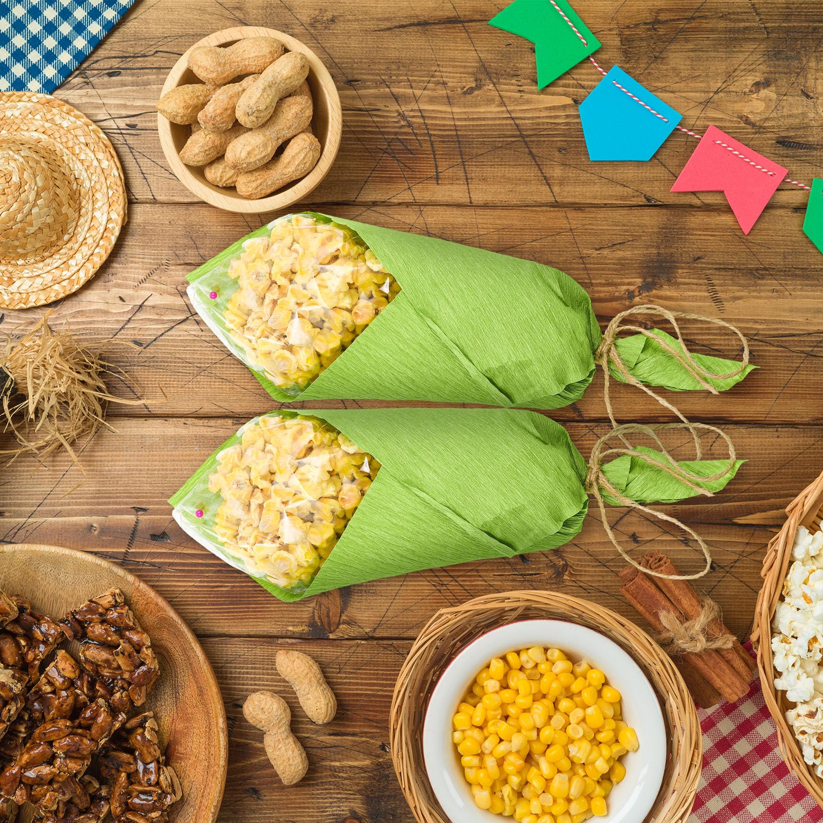Wonderjune 55 Stück künstliche Popcorn-Maiskolben Handwerk DIY gefälschte Mais-Pakete Popcorn-Verpackungen für Party Foto Puppenhaus Küche Erntedankfest Weihnachtsdekoration