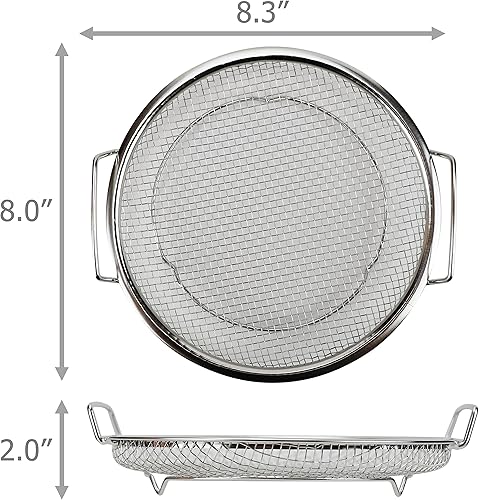 Miniatura 3 de EIKS Paquete de 2 cestas redondas de acero inoxidable para tostar, cocinar al vapor, enfriar, 8 pulgadas de diámetro