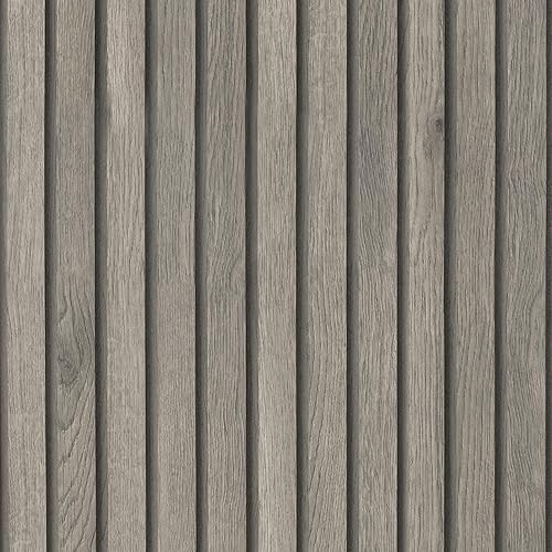 Panel de pared de listones de madera, papel tapiz de madera autoadhesivo extraíble, revestimiento de pared de madera gris natural, papel de contacto