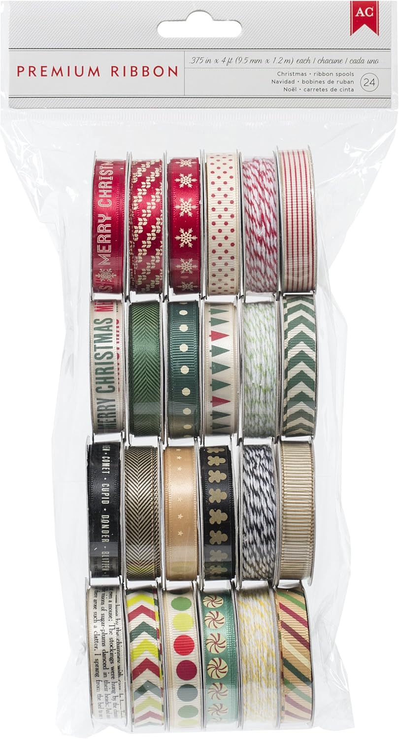 American Crafts Value Pack Ribbon, Kringle and Co, 1Yard