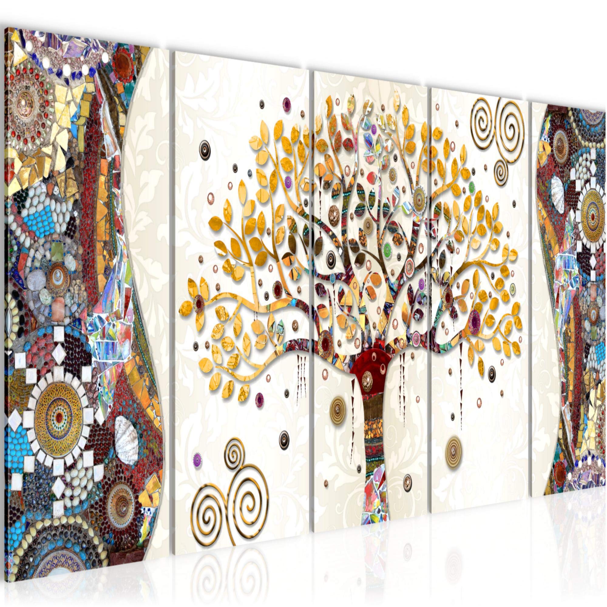 Runa Art A Run Art Canvas Picture Xxl Gustav Klimt Tree Of Life 200 X 80 Cm Colorful 5 Parts - Made In Germany - 004655
