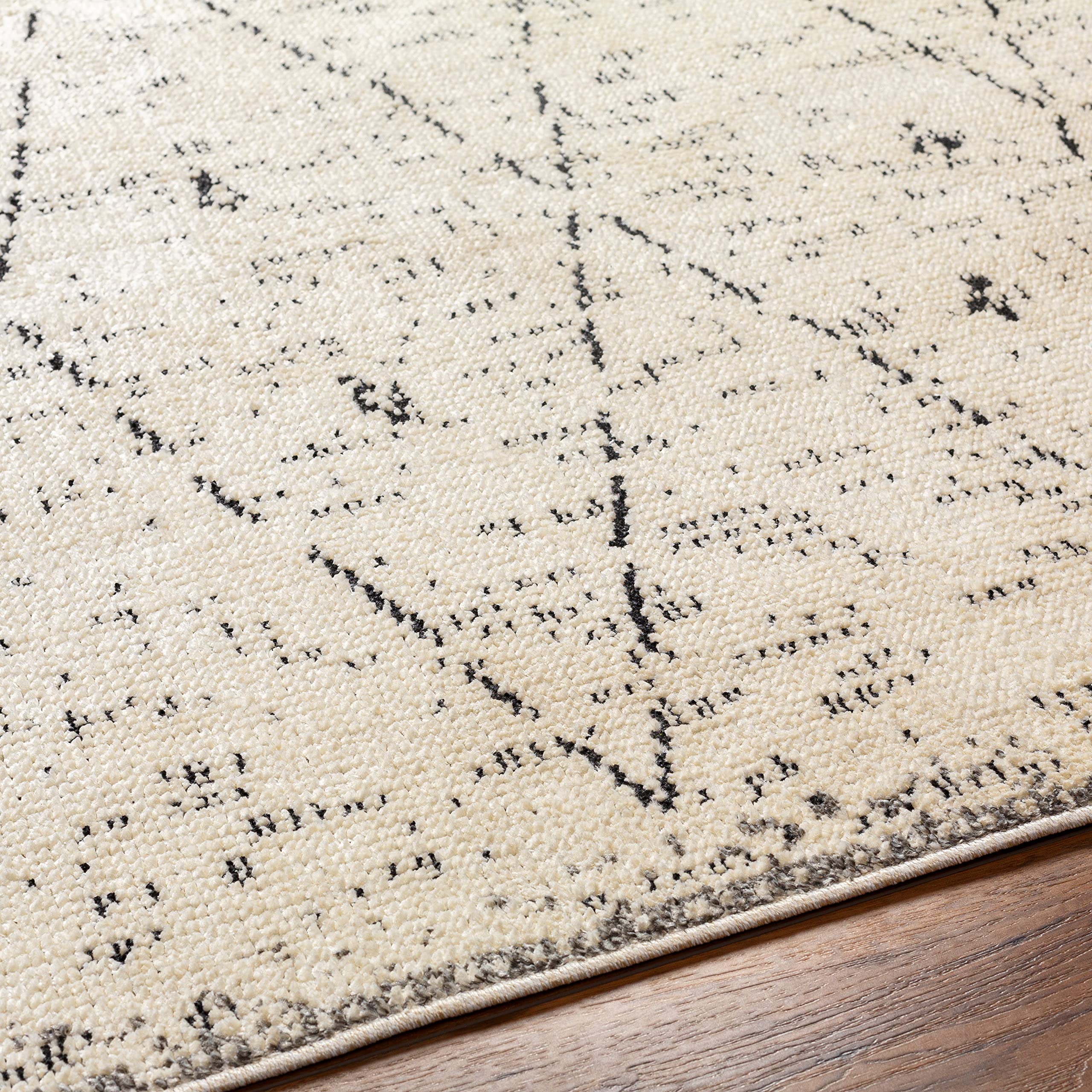 Surya Plano Tapis de Salon, bohème, Grand Tapis pour Chambre à Coucher, 160 x 213 cm, Tapis pour Salle à Manger avec Motif géométrique, Tapis de Salon scandinave Moderne crème et Noir