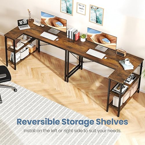 Miniatura 8 de DUMOS Escritorio en forma de L de 47 pulgadas, escritorio para computadora, muebles de juegos, escritorios de esquina, mesa de PC en casa, oficina,