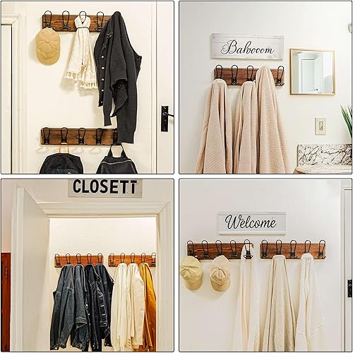 Miniatura 5 de Dseap Perchero para colgar en la pared, resistente, rústico, con 5 ganchos de alambre para ropa, sombrero, chaqueta, toalla, RusticWire, G25A,