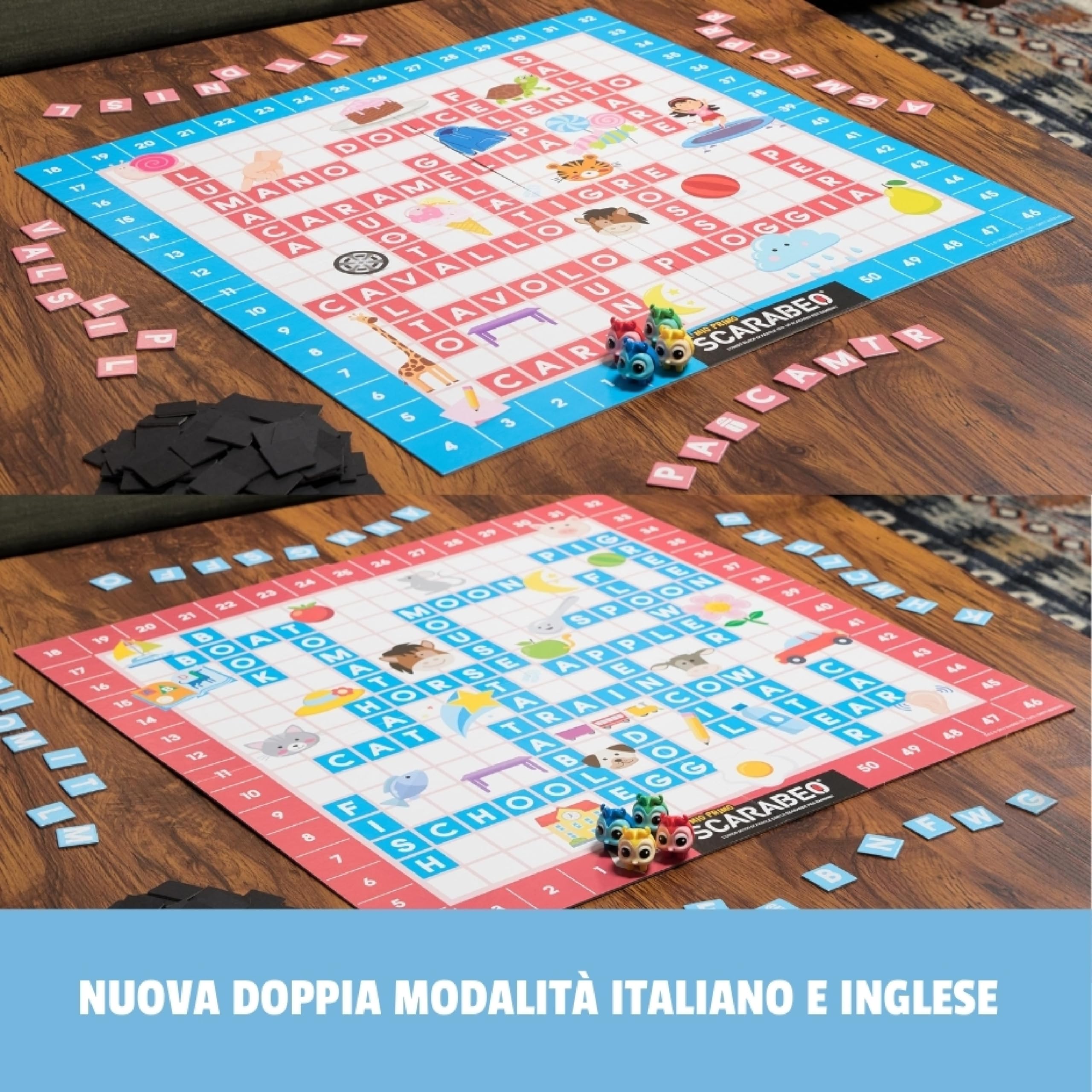 Editrice Giochi, Il Mio Primo Scarabeo Edizione Italiano-Inglese, Gioco da Tavolo, Gioco per Apprendimento di Lettere e Parole, Giochi da Tavolo per Bambini, da 2 a 4 Giocatori, 4+ Anni