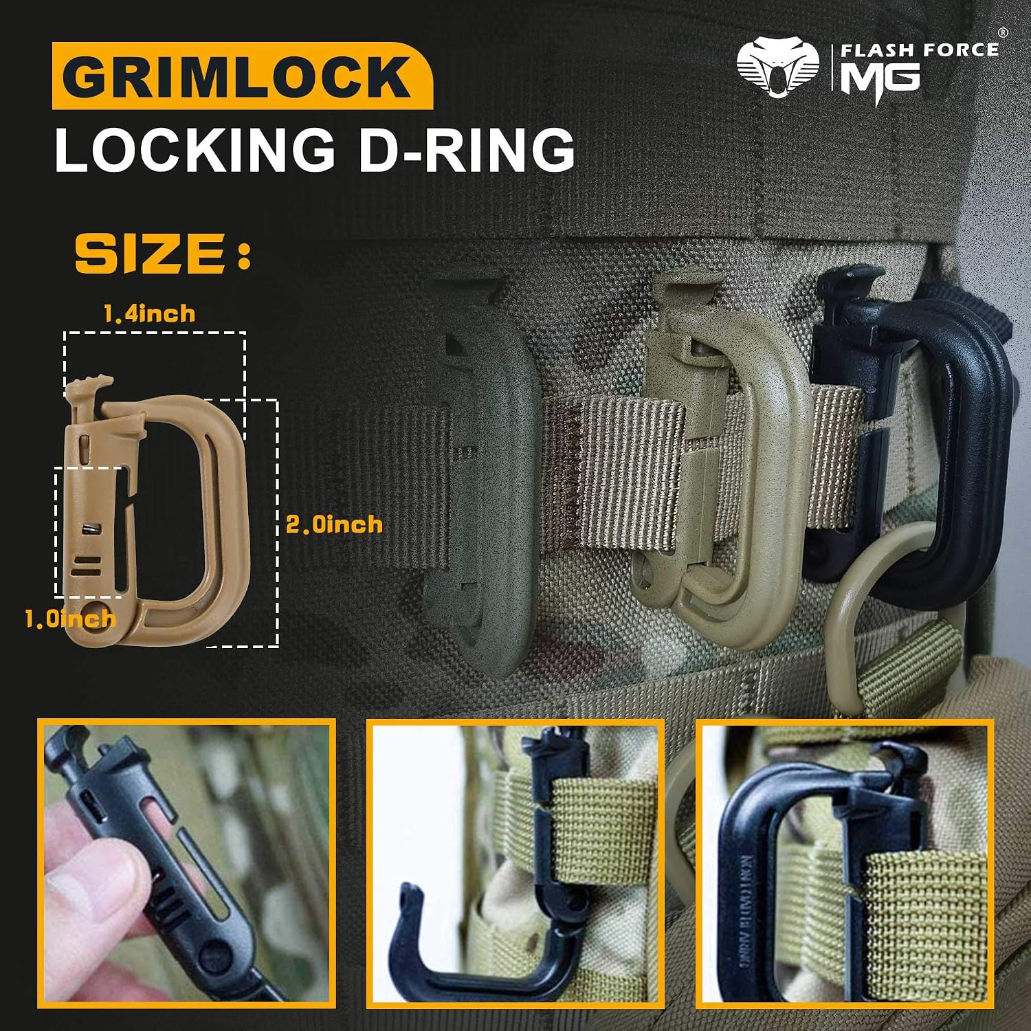 MGFLASHFORCE Kit of 18 Molle Accessories, Molle Attachments Clips and Straps with Pouch for 1” Webbing Tactical Backpack Tactical Vest