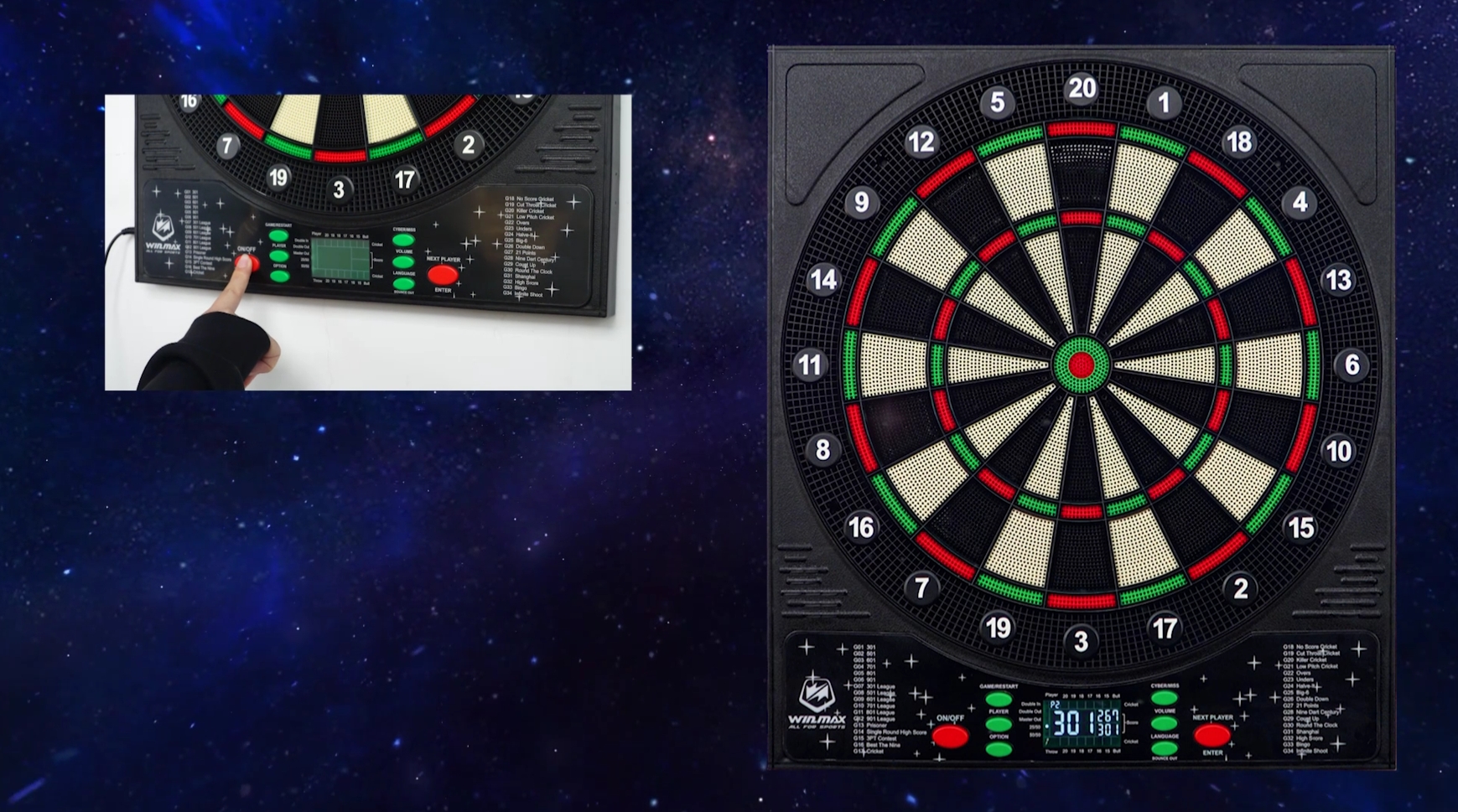 Dragon Darts - Winmau Blade 6 dartbord verlichting XQMax puzzel dartmat