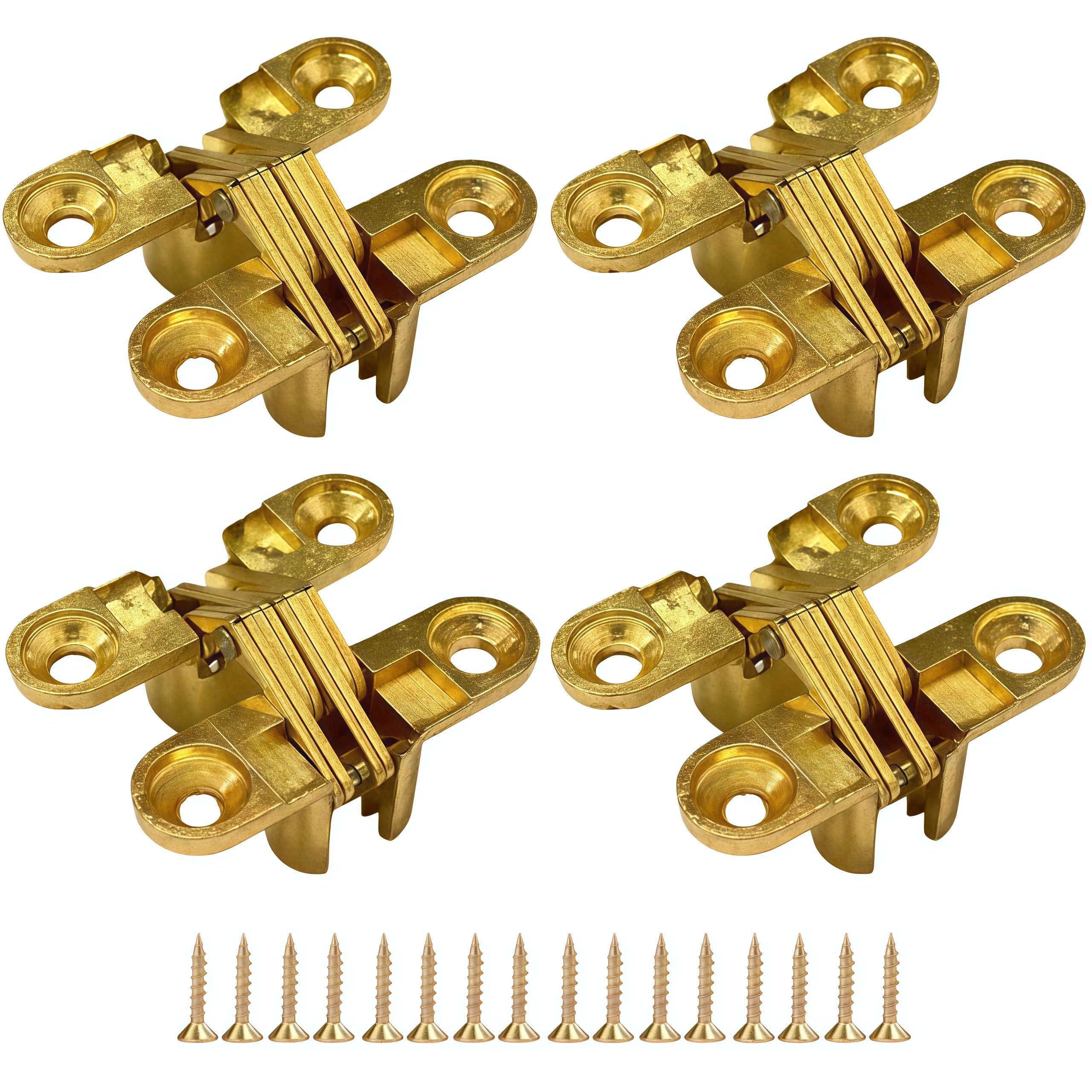 Vbnexyr Gold Door Hinges 4 Pack Alloy 180 Degree Folding Silent Concealed Hinges Suitable For Cabinet Doors And Windows Thickened Version