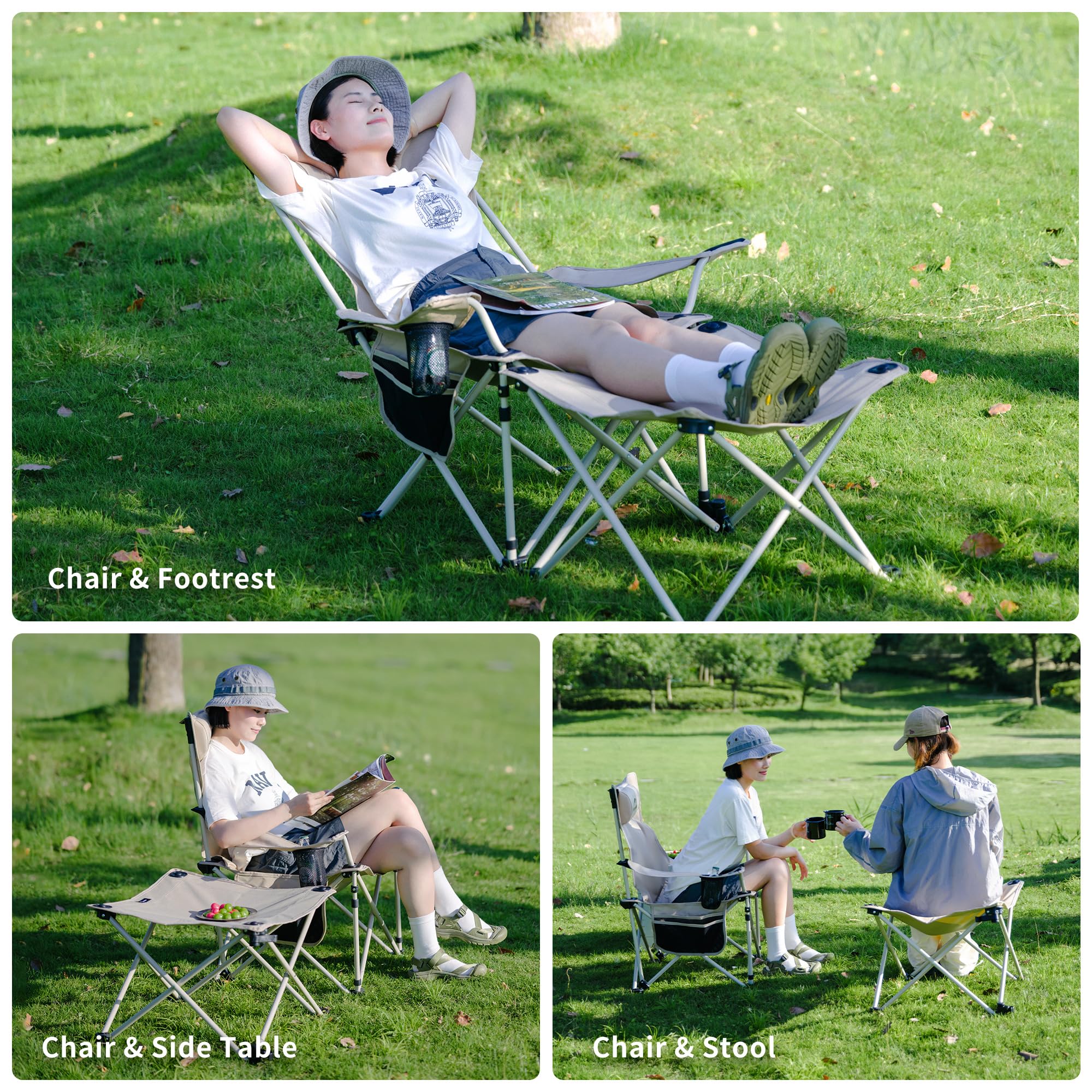 Naturehike Sedia Lounge Staccabile Pieghevole con Braccioli e Portabicchieri Poltrona da Giardino