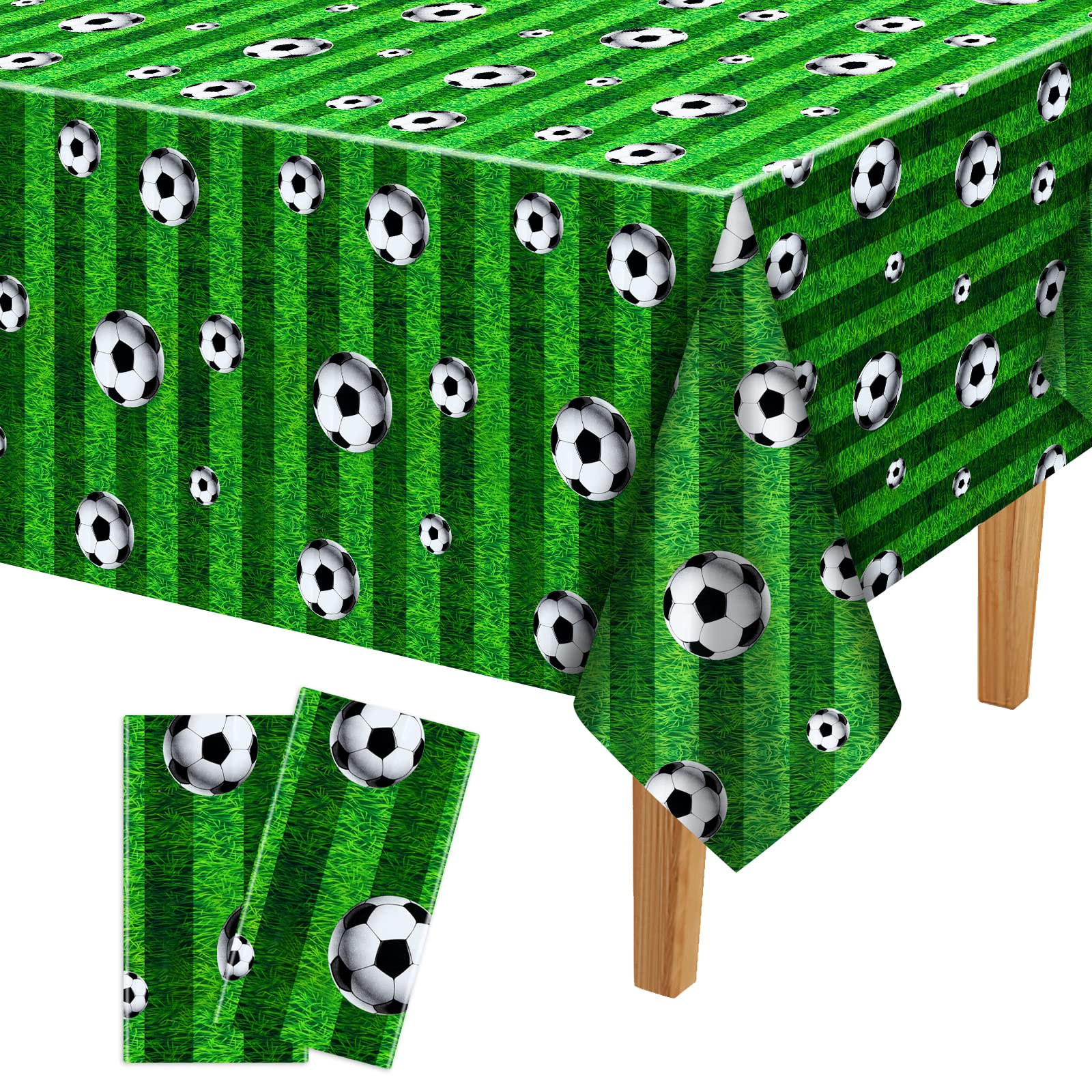 3 Stück Kunststoff-Tischdecken Mit Grünem Gras-Design – Wasserdicht, 137 X 274 Cm, Für Fußball-/Golf-Partys