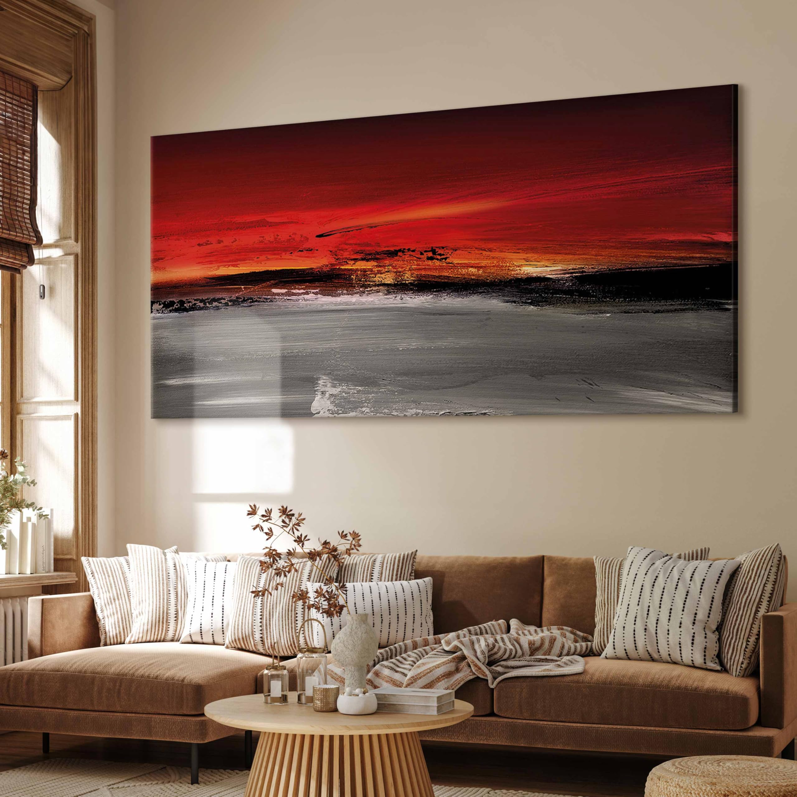 murando - Leinwandbild Wohnung wie gemalt, Schlafzimmer, Wohnzimmer, modern | Hochwertige Leinwand, sofort aufhängbar, ideal fürs Wohn- oder Schlafzimmer, wasserfest und lichtecht, langlebig, stilvoll