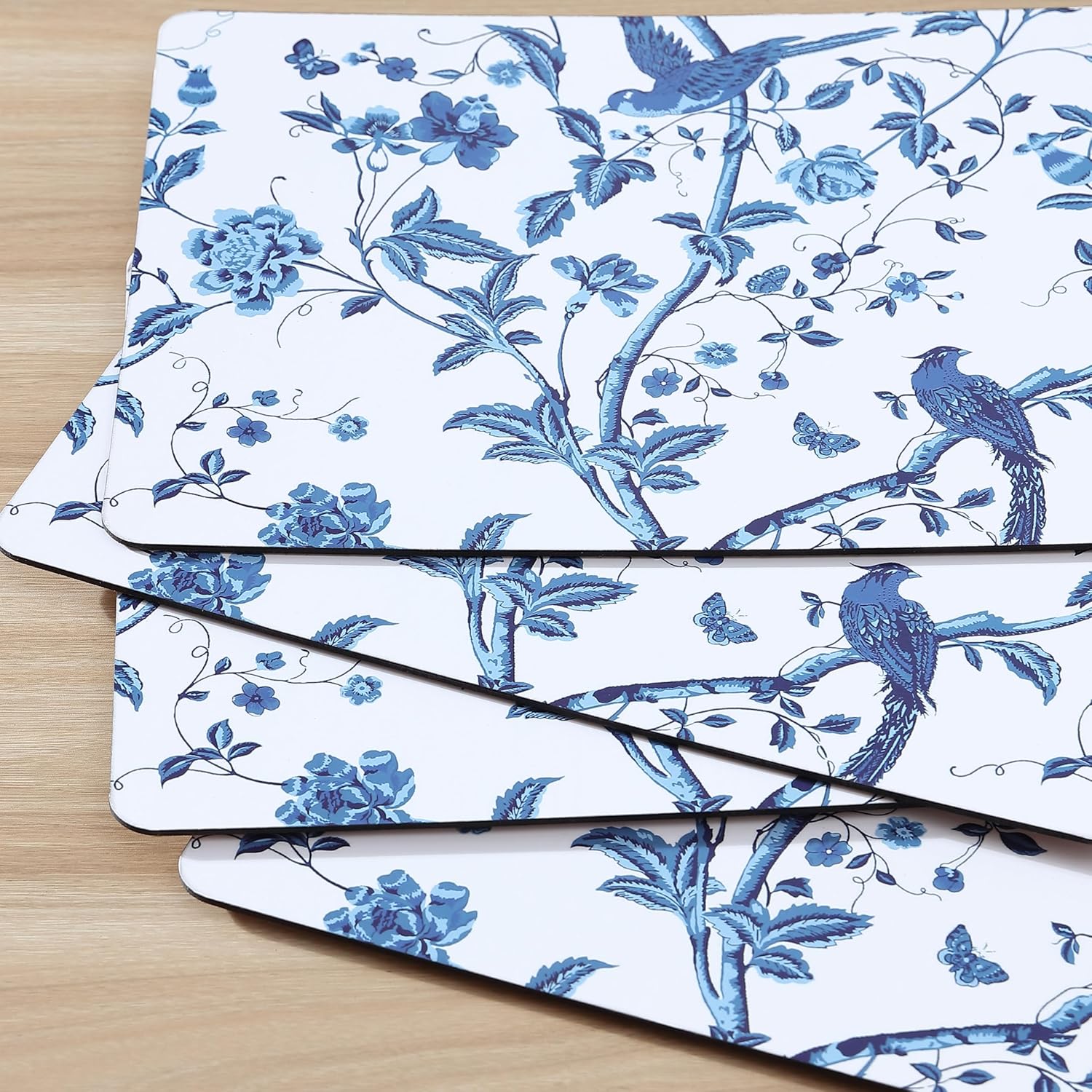 Laura Ashley Cork Placemats 16 x 12-inch for Kitchen and Dining Tables, Heat Resistant, Durable, Easy Clean, Set of 4, Summer Palace