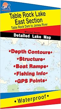 Table Rock Lake-East Table Rock Dam to James River Fishing Map