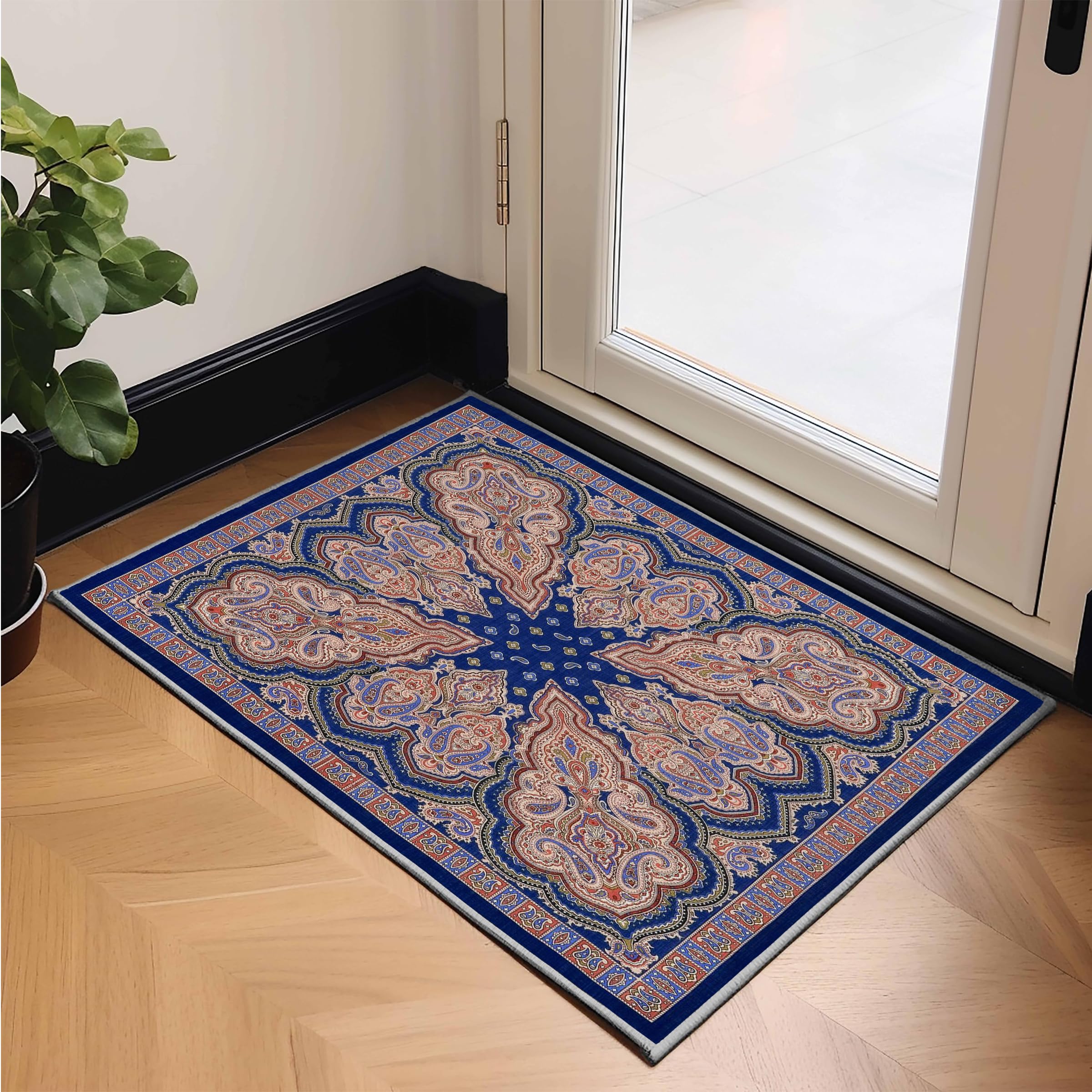 Tappeto Lavabile 160x230cm Blu Navy - Stile Bohemien, Antiscivolo E Morbido - Foto 11