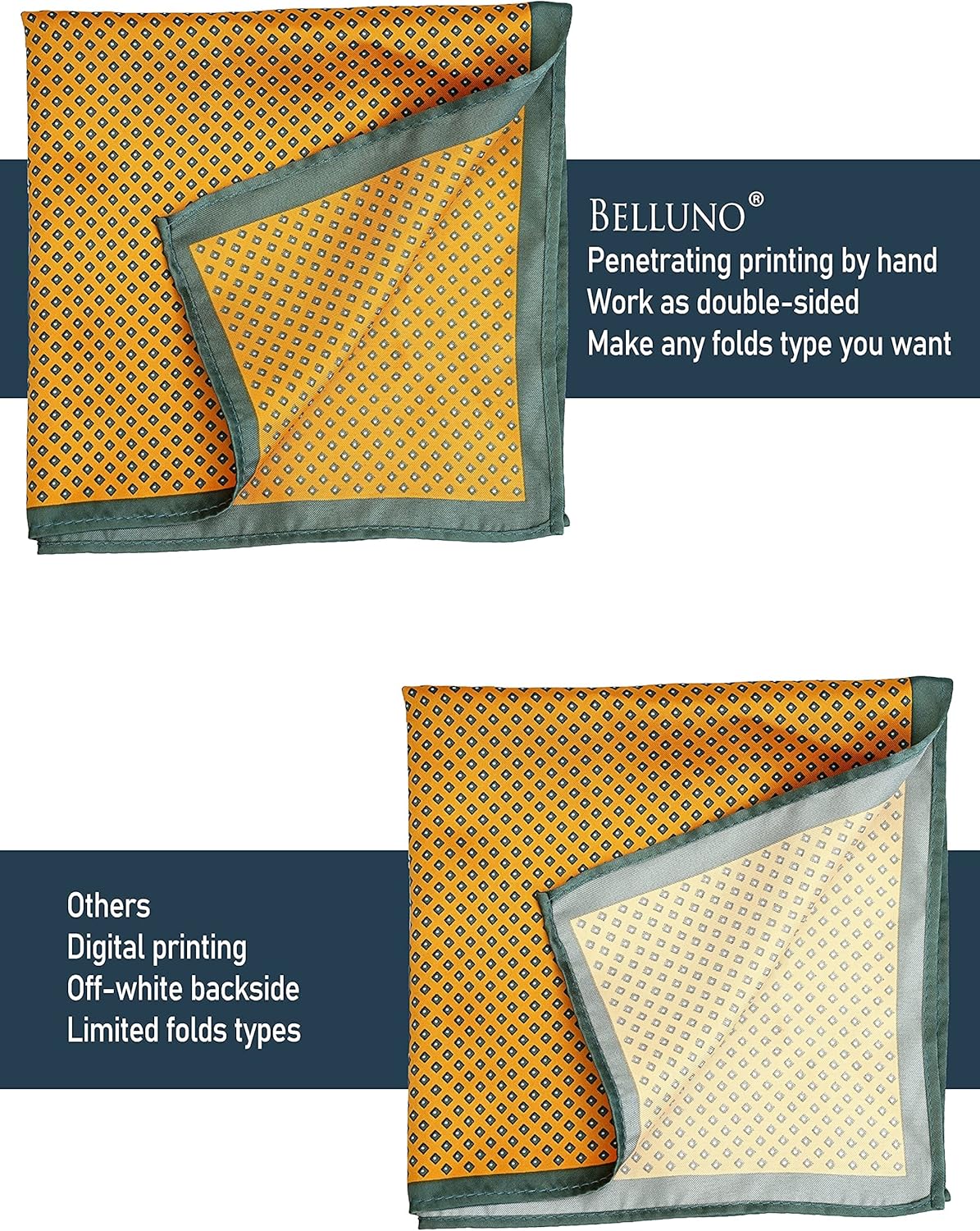 BELLUNO Pocket Square 6 pcs with 3 Folds Holders, Penetrating Printed Handkerchiefs Set for Men - Image 5