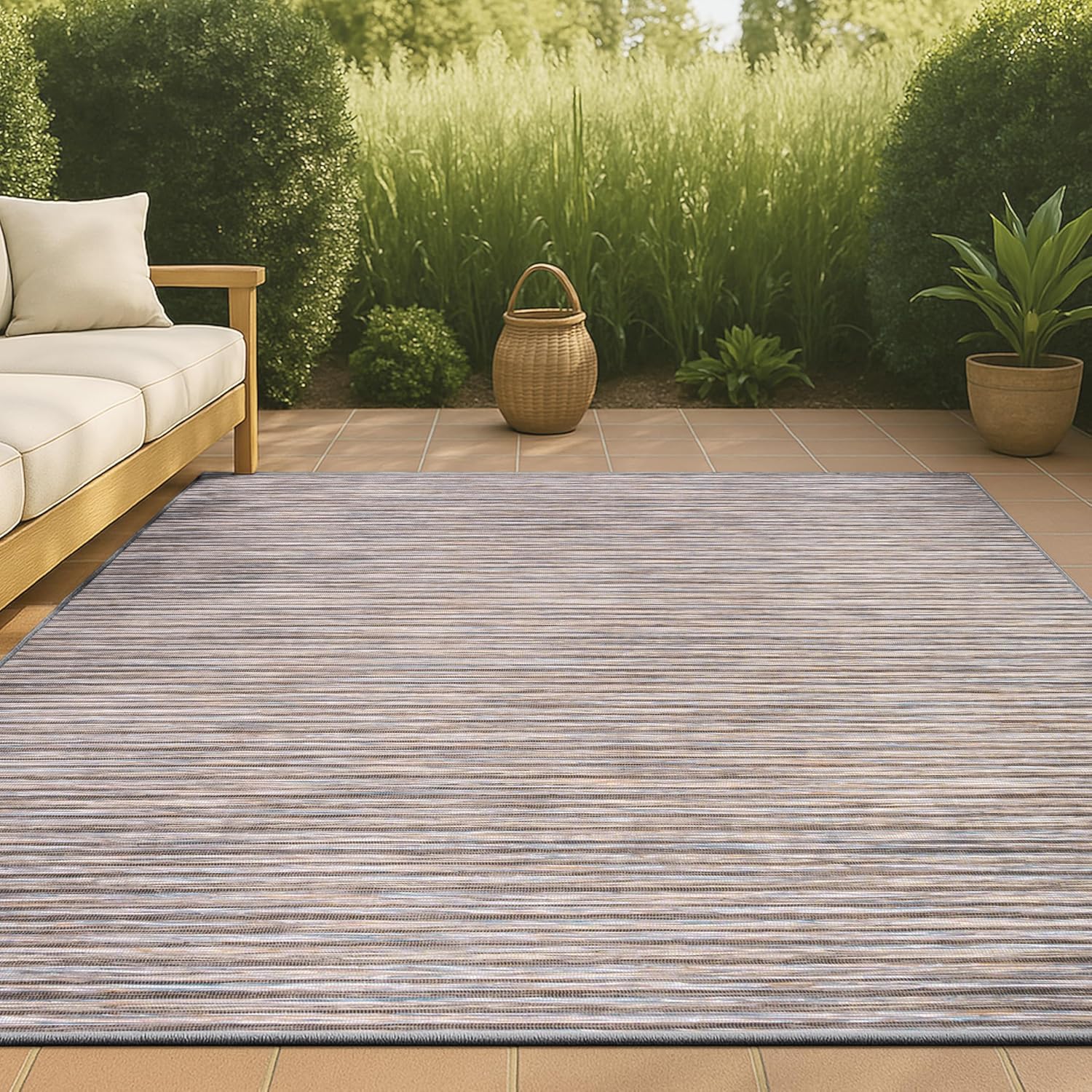 JONATHAN Y Pinstripe Indoor Outdoor Area Rug 3X5 Dark Gray/Blue, Finn Modern Farmhouse for Backyard, Patio, Porch, Easy-Cleaning, High Traffic, Pet-Friendly, Non-Shedding (TSN102A-3)