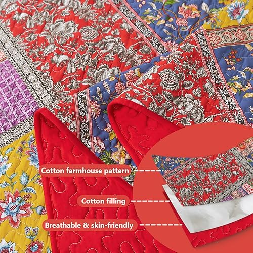 Vista 162 de BEDIFANY - Juego de colcha de algodón, tamaño queen, ligera, de estilo bohemio, suave, para decoración de la cama en todas las estaciones