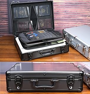 Deluxe-Aluminium-Safe für Dokumente, feuerfeste Box für Reisepass, Papiere, Akten, Dokumente, Wertsachen, Geldorganisation