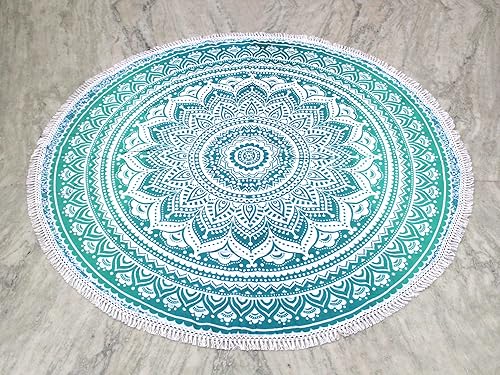 Miniatura 5 de Tapiz redondo de playa turquesa, manta de playa bohemia, hippie, manta de playa, redondo, de algodón indio, bohemio, grande, redondo, decoración del