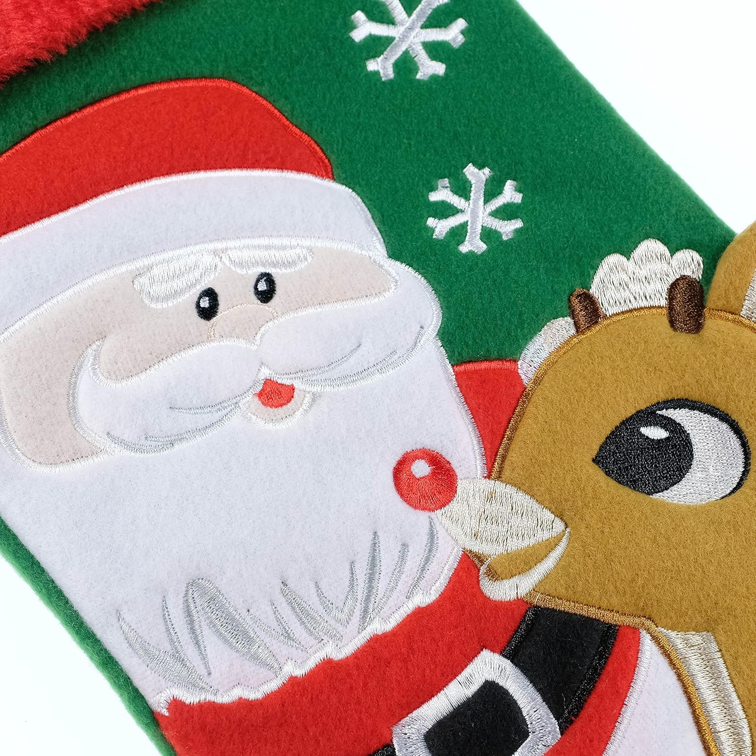 Ruz Rudolph The Red Nosed Reindeer 20" Applique Christmas Stocking, Gift Holder for Stocking Stuffers, Indoor Home Decor and Holiday Decoration, Red