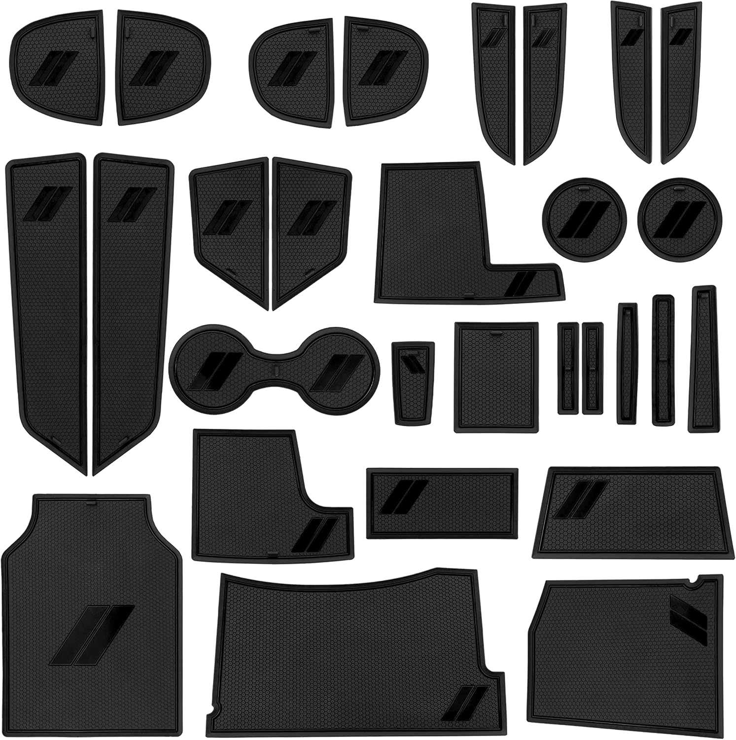SENSHINE for Dodge Charger Accessories 2010-2014 Non-Slip Anti Dust Cup Holder Insert Center Console Shifter Liner Trim Door Packet Mats Premium Custom Interior 29PC Set (Black Trim)