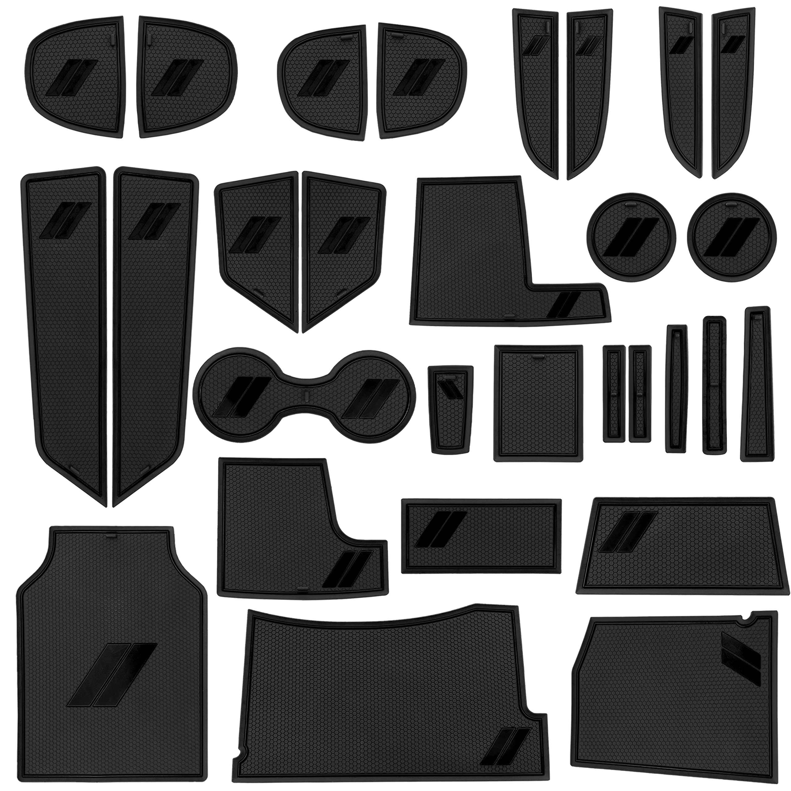 SENSHINE for Dodge Charger Accessories 2010-2014 Non-Slip Anti Dust Cup Holder Insert Center Console Shifter Liner Trim Door Packet Mats Premium Custom Interior 29PC Set (Black Trim)