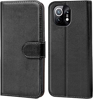 Verco Coque pour Xiaomi Mi 11, Housse Portefeuille pour Xiaomi Mi 11 5G Etui en Cuir Synthétique Fonction Stand Case, Noir